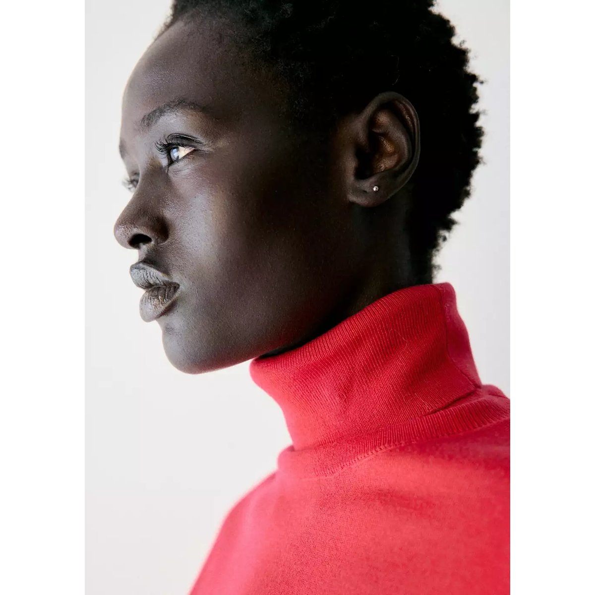 Pull-over maille col roulé rouge, MANGO