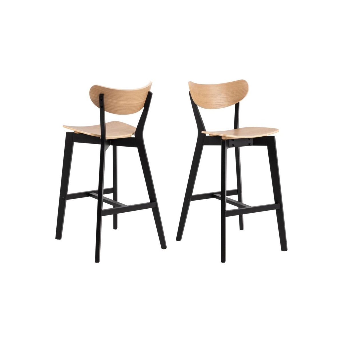 Tabourets de bar scandinaves en bois (lot de 2) - LETA chêne, HELLIN, DEPUIS 1862