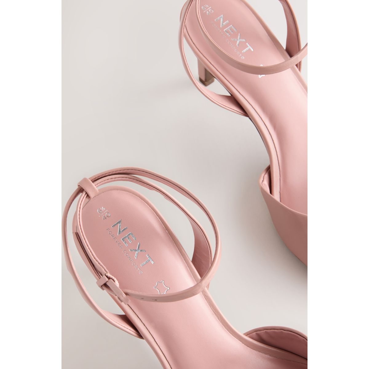 Sandales ouvertes en cuir rose, NEXT