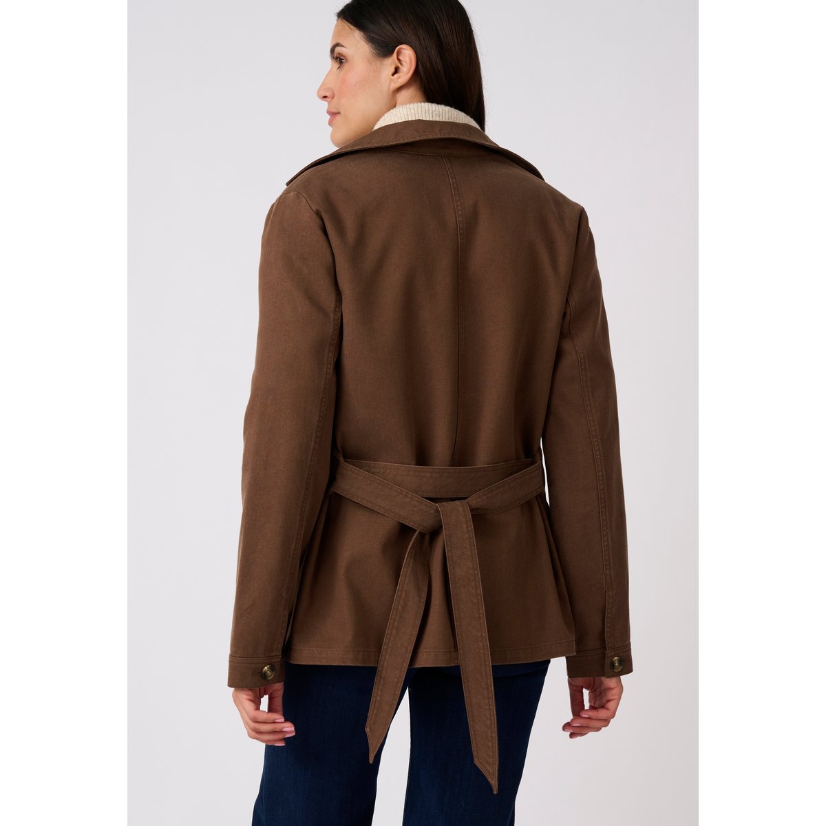 Veste-saharienne mélange Lyocell marron foncé, DAMART