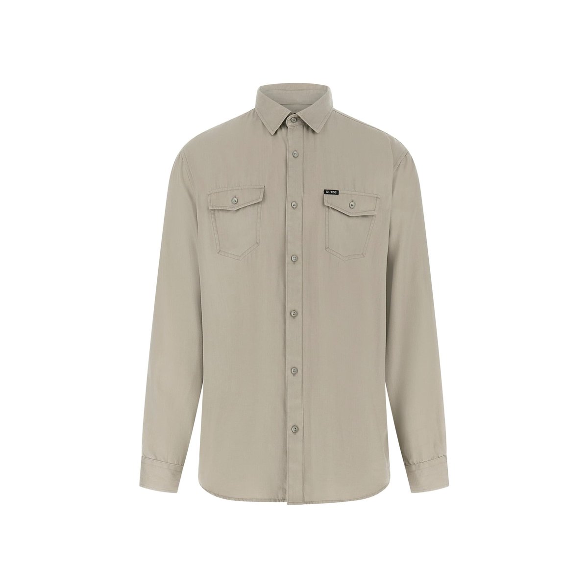 Chemise Lyocell Coupe Classique beige, GUESS