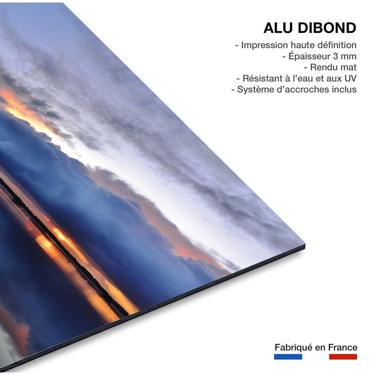 Tableau bleue reflets d'eau tableau alu dibond, HEXOA