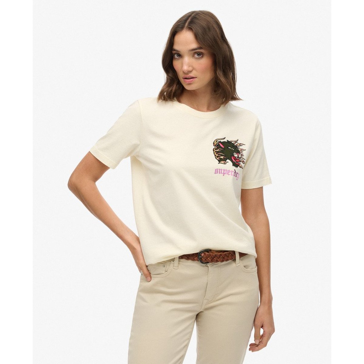 T-shirt décontracté Old School Tattoo crème, SUPERDRY