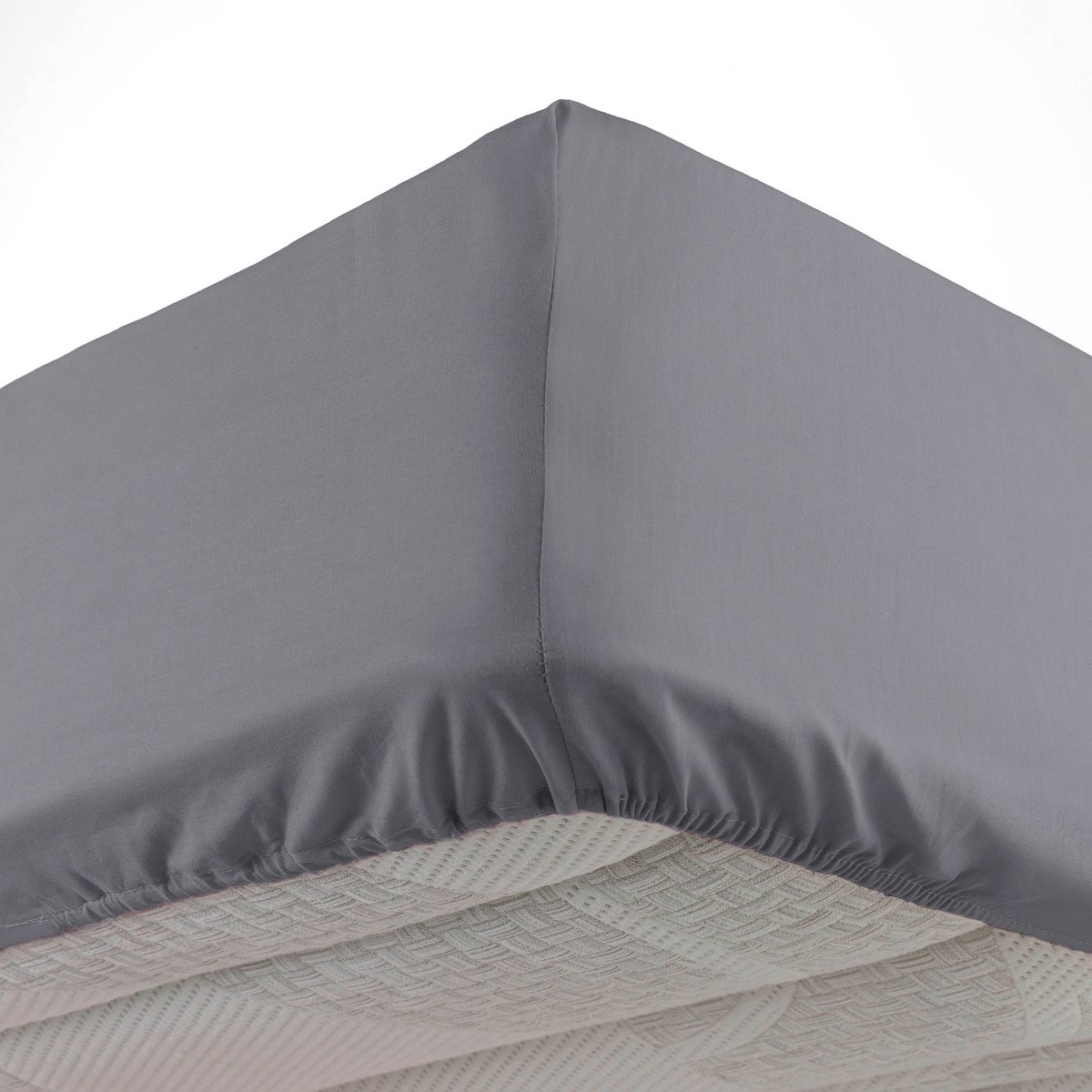 Drap housse coton 57 fils Tilleul 90 x 190 cm kaki, EDEN