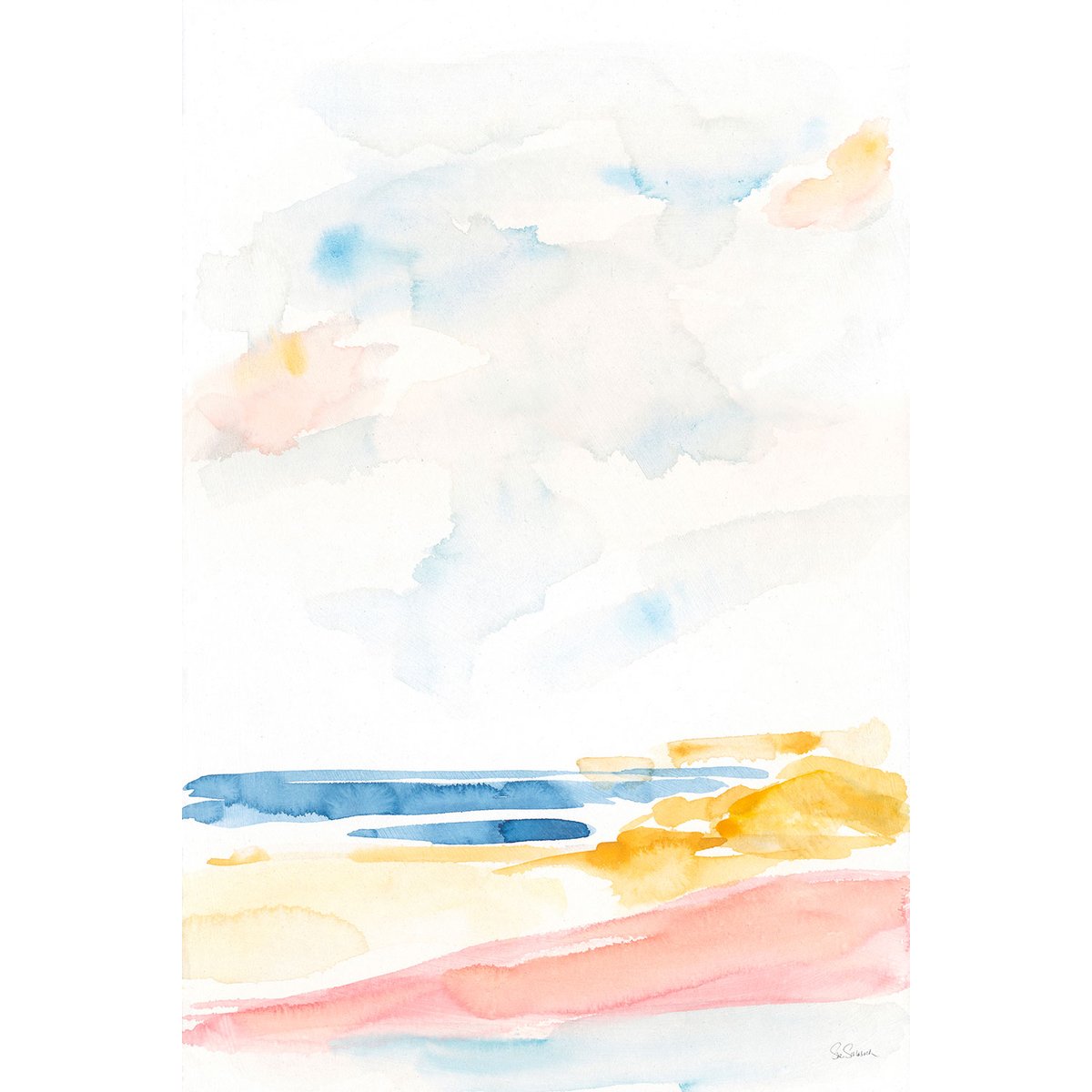 Peinture mer plage watercolor tableau alu dibond, HEXOA
