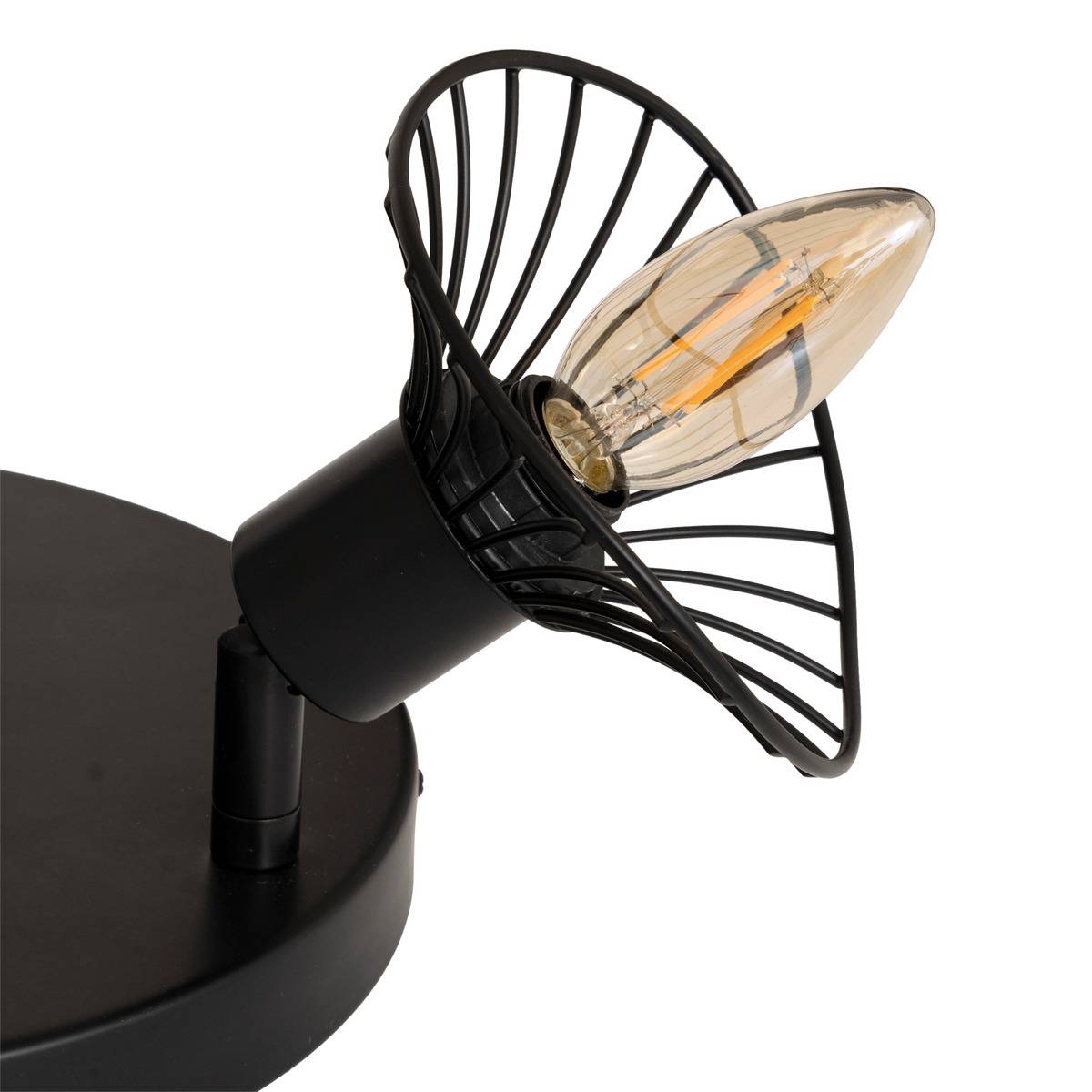 Plafonnier métal 3 spots orientables ADELIA noir, ATMOSPHERA