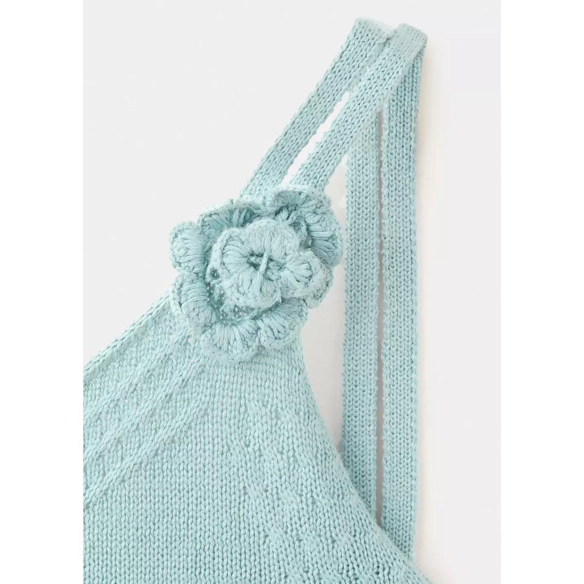 Top asymétrique en maille ajourée bleu, MANGO TEEN