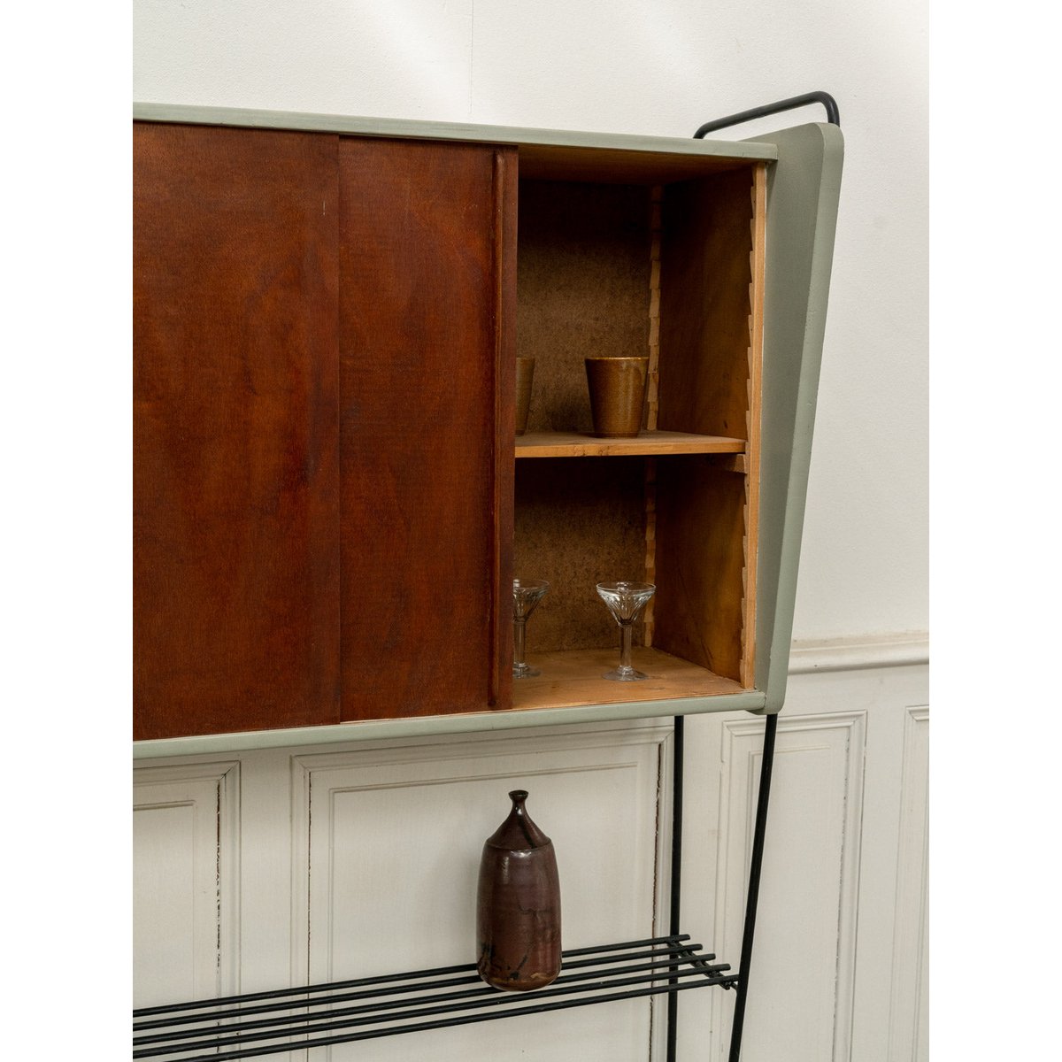 Étagère bibliothèque vintage au style scandinave Isabelle N°311 - Bon état bois foncé, DEBONGOUT