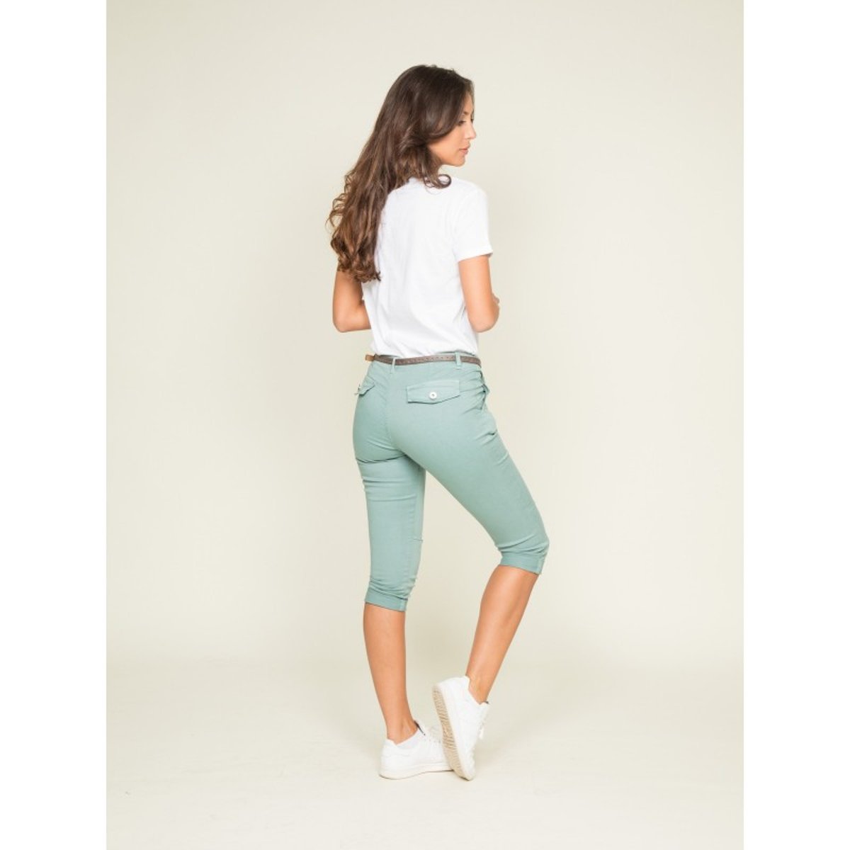 Pantacourt Chino Xelena vert, DONA LISA