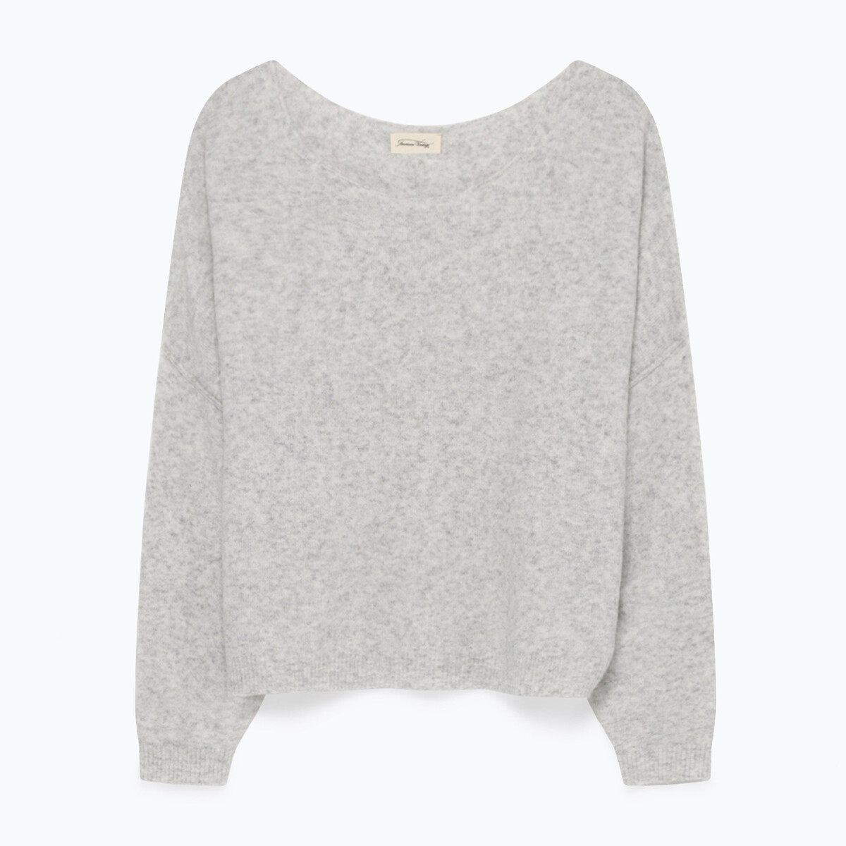 Pull col bateau en grosse maille DAMSVILLE gris chiné, AMERICAN VINTAGE