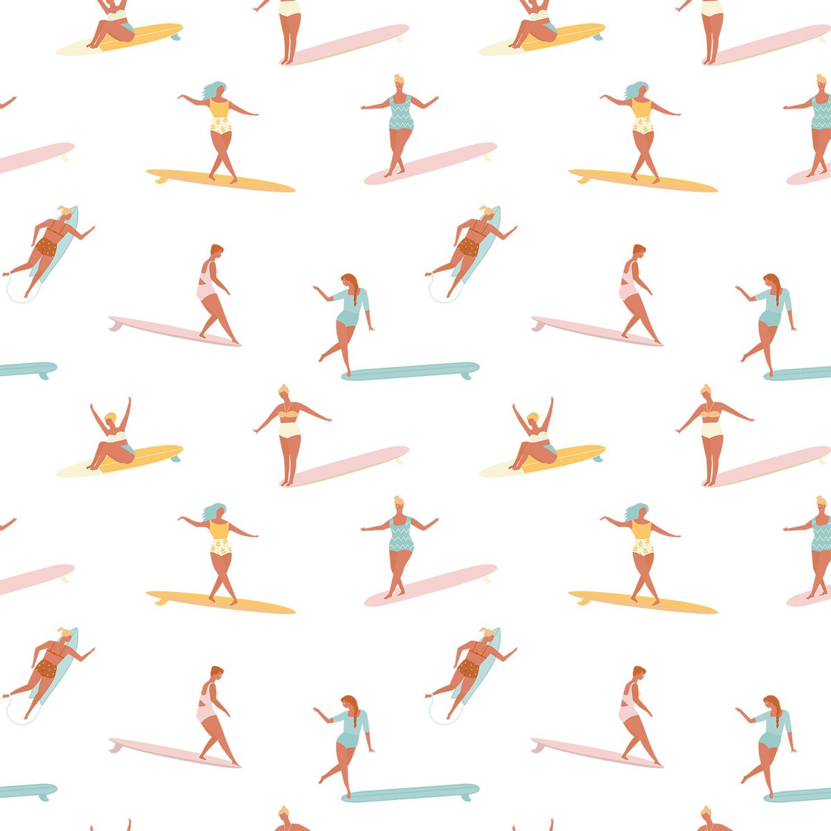 Papier peint petites surfeuses intissé, HEXOA