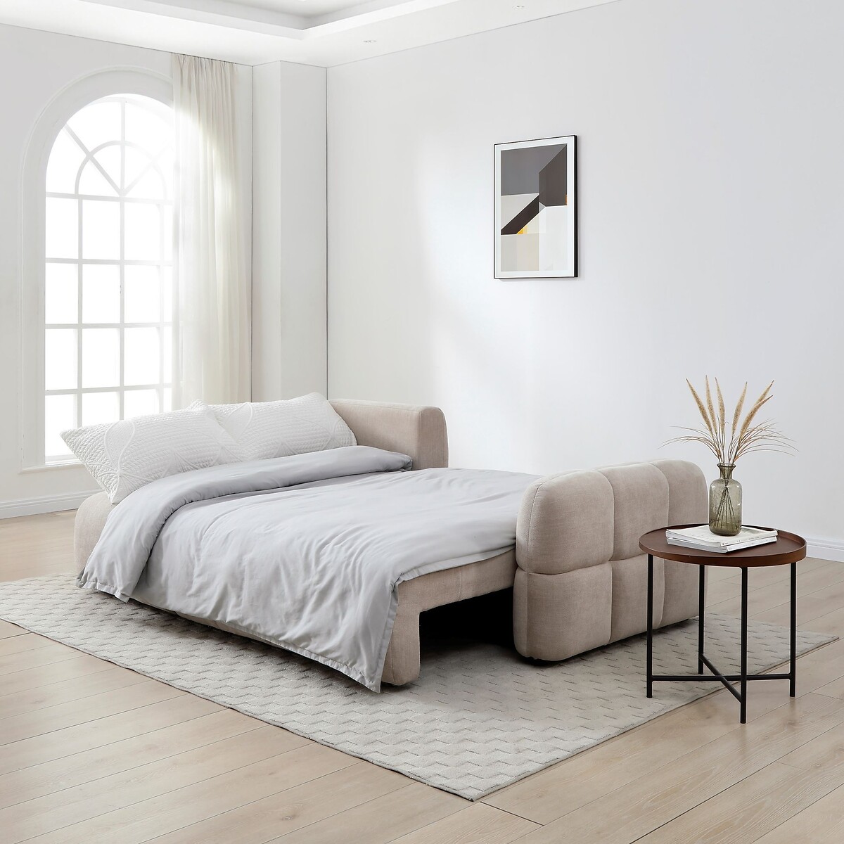 Maren Chenille Quilted Corner Sofabed light taupe, ÉDITÉ