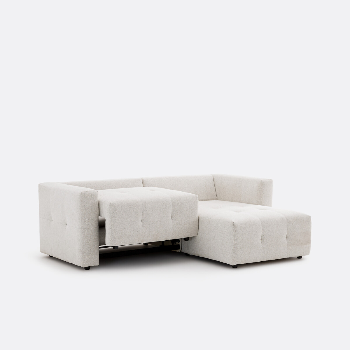 Umkehrbares Ecksofa, umwandelbar, 3-Sitzer, aus melierter Chenille, MASI ecru, LA REDOUTE INTERIEURS