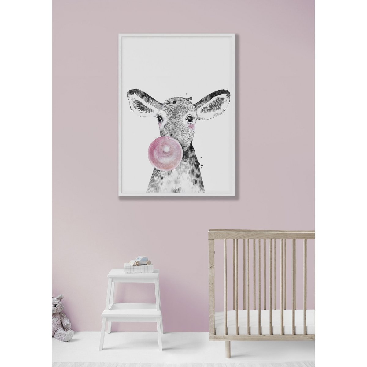 Affiche 'Bulle de Veau Rose' blanc, L'AFFICHERIE