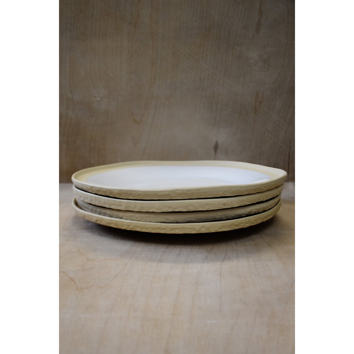 Lote de 4 Pratos Rasos 27 UBUNTU Aura, NOSSE CERAMIC branco, NOSSE CERAMIC