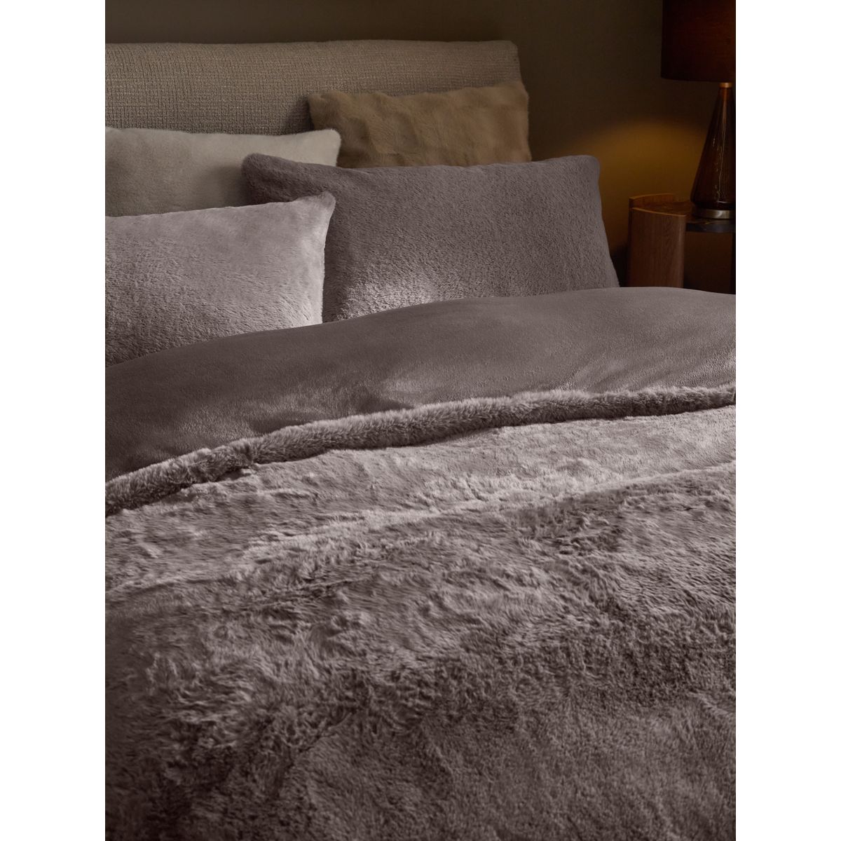 Parure housse de couette imitation fourrure naturel foncé, NEXT