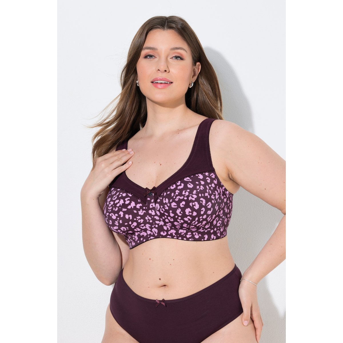 Soutien-gorge de maintien, motif léopard prune foncé, ULLA POPKEN