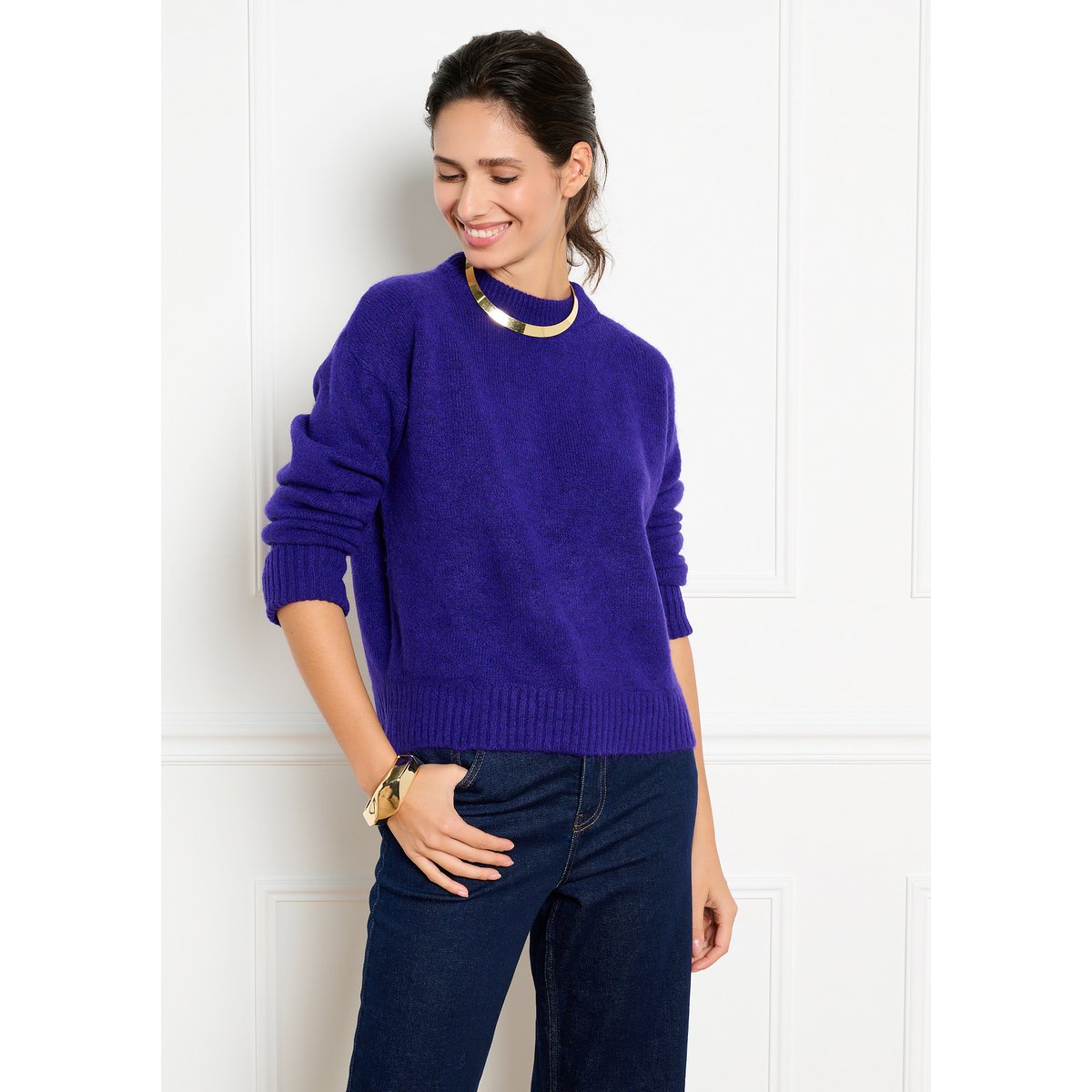 Pull doux à coupe décontractée purple, LOLALIZA