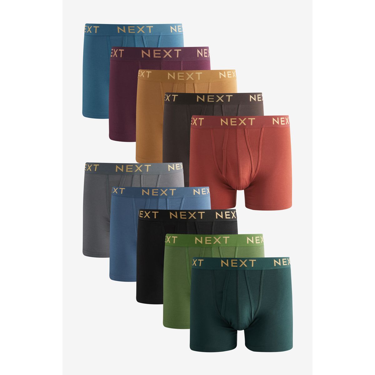 Boxers taille basse, lot de 10 ceinture métallisée riche violet/bleu or, NEXT