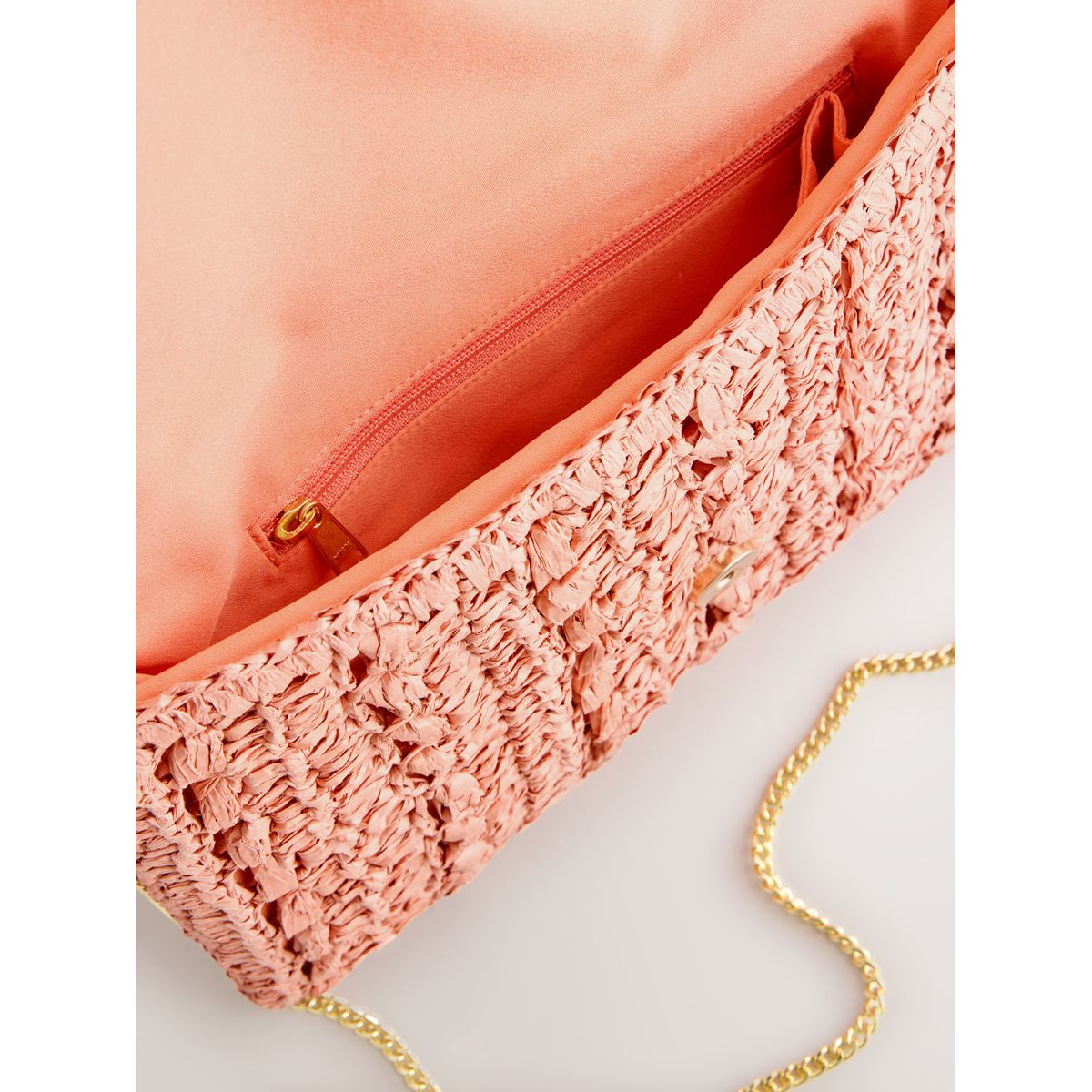 Pochette effet raphia orange, NEXT