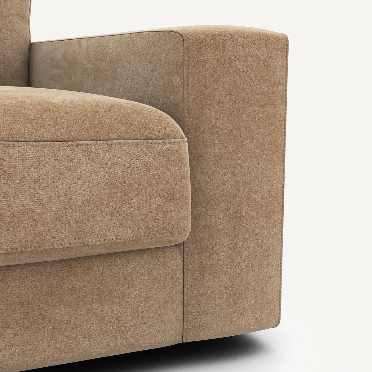 Canapé convertible en velours stonewashed, SKANDER ficelle, AM.PM