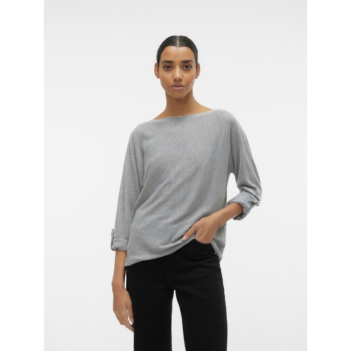 Pull En Maille grise - light grey melange, VERO MODA