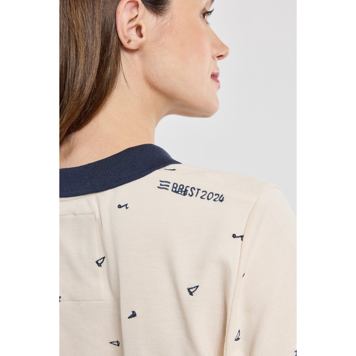 Polo manches courtes brodé 2024 en coton BREST marmo e24, ARMOR-LUX