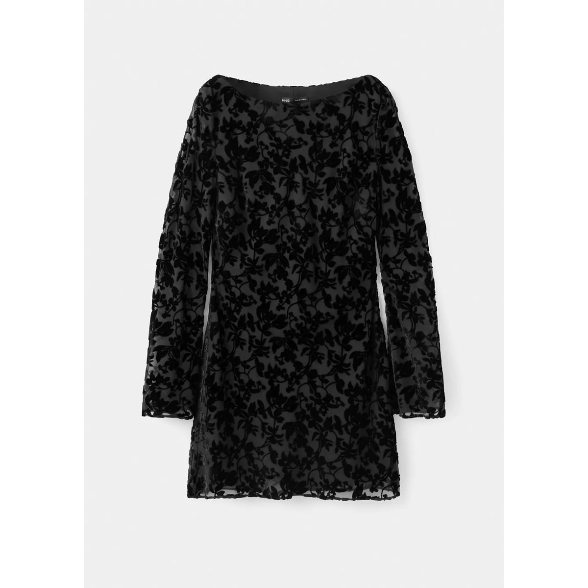 Robe dévoré à col bateau noir, MANGO