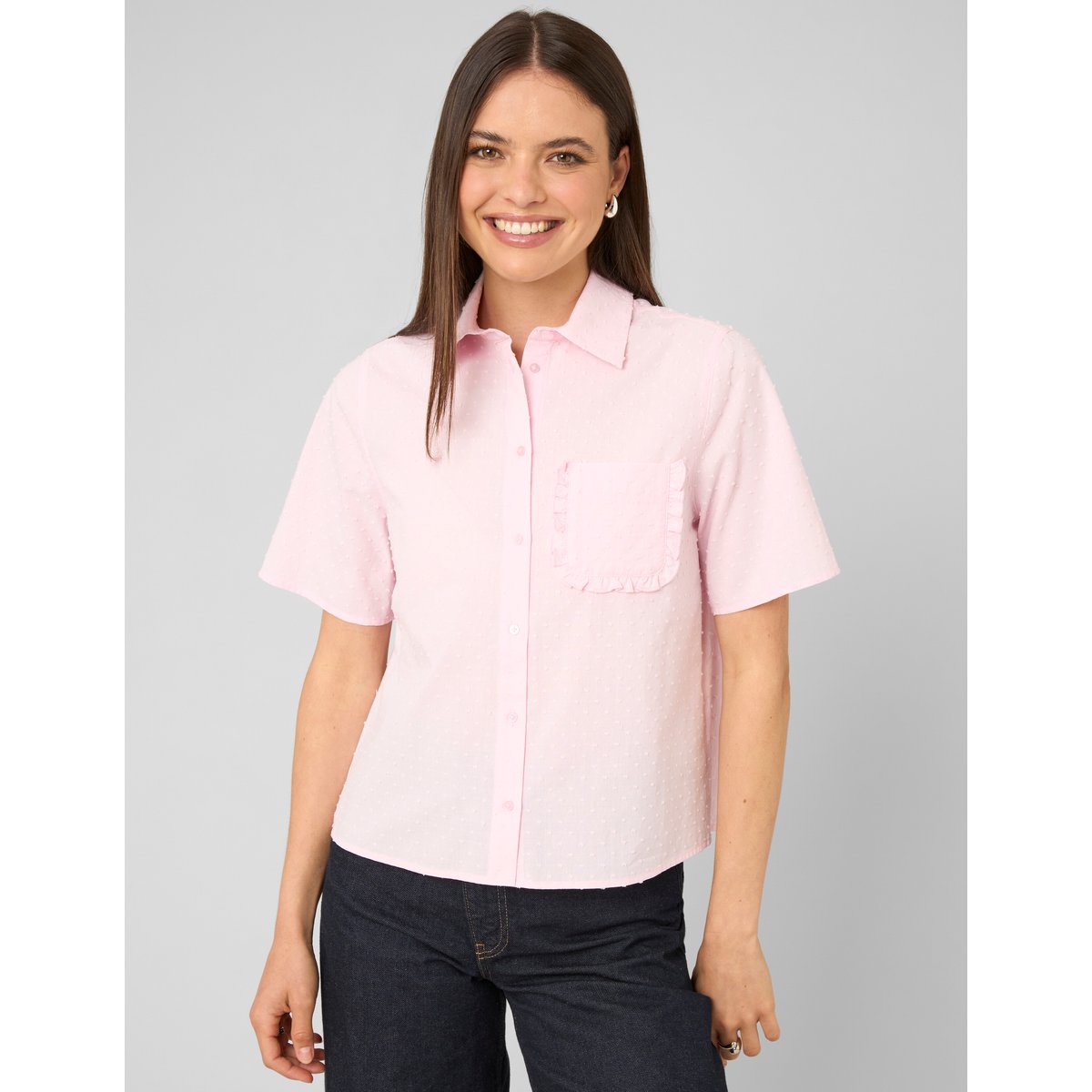 Chemise manches courtes rose pâle, BZB