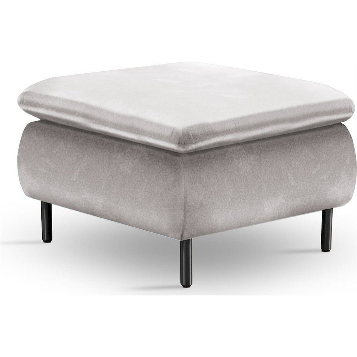 Pouf carré capitonné collection GENNARIO gris foncé et noir, RECOLLECTION