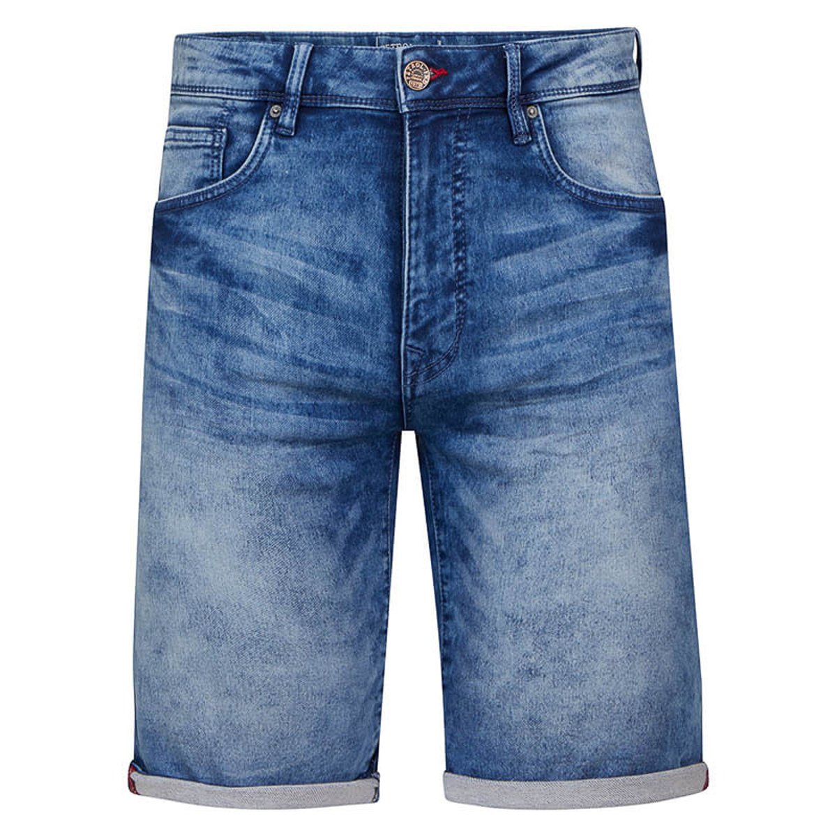Short en jean droit stretch bleu used, PETROL INDUSTRIES