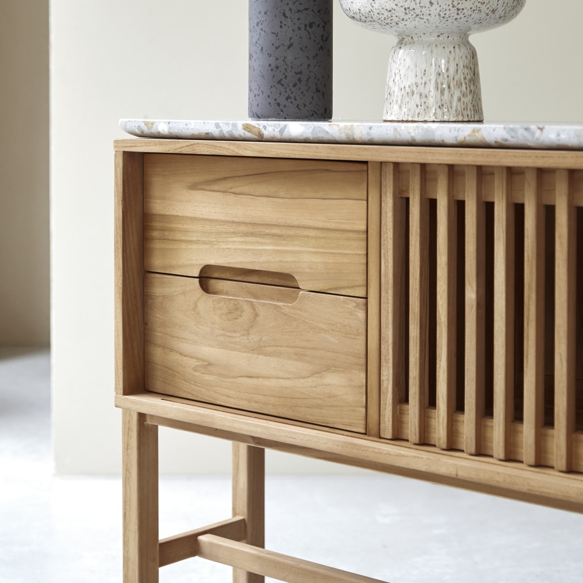 Console en Teck massif, ISAURE naturel, TIKAMOON