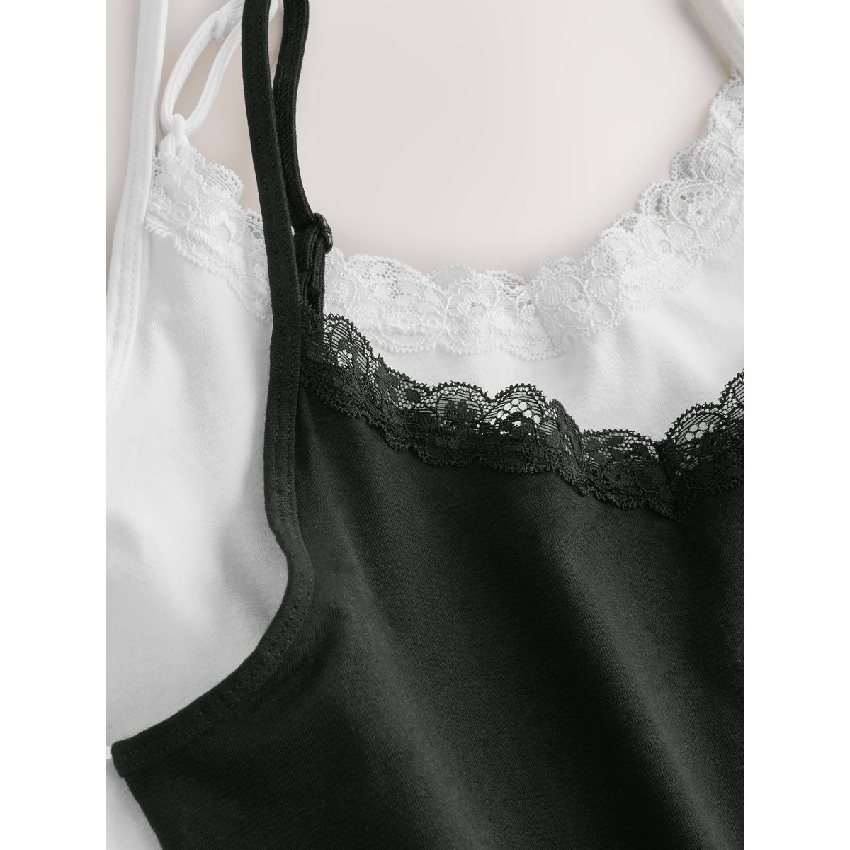 Nuisette en coton avec finition dentelle noir/blanc, NEXT