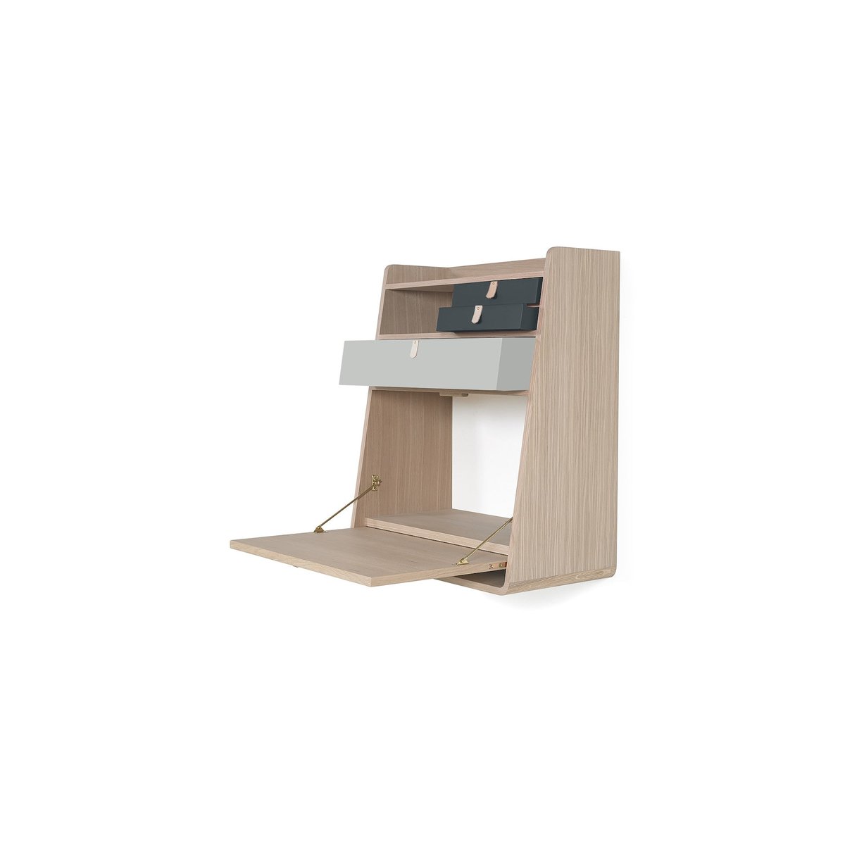 Bureau secrétaire mural en chêne GASTON gris ardoise, HARTO