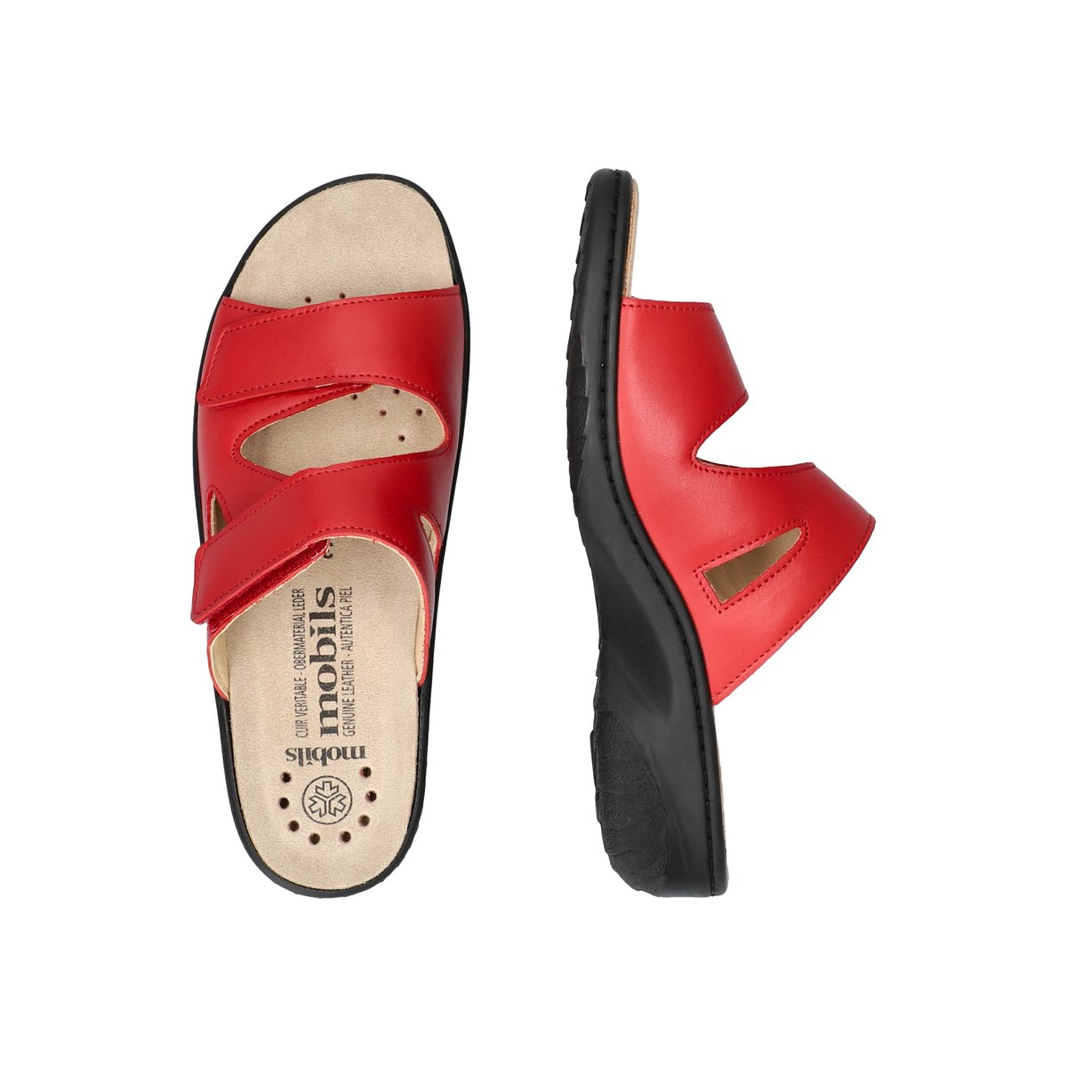 Sandales en cuir GEVA rouge ecarlate p5142758, MEPHISTO