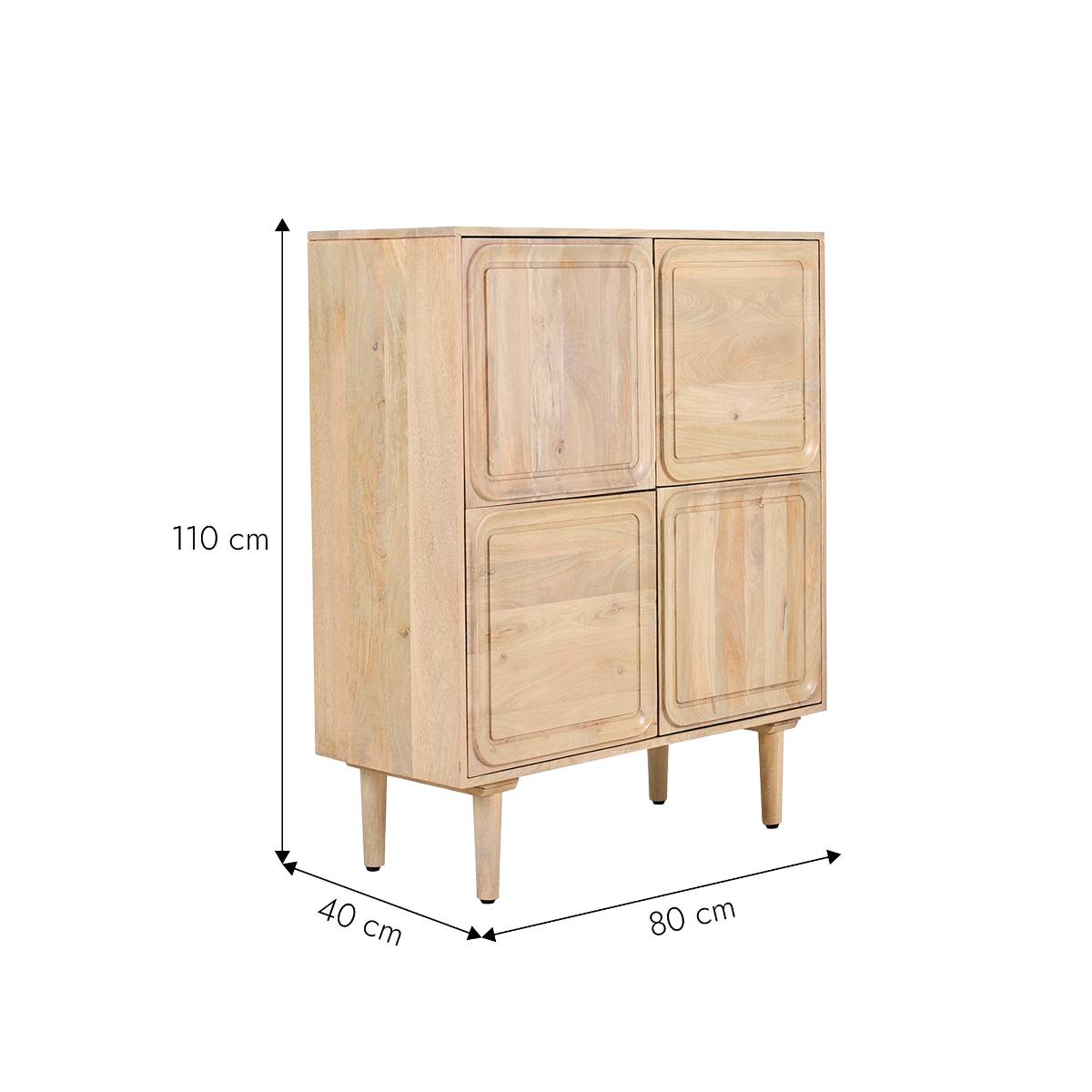 Buffet haut en bois de manguier clair VIVIENNE bois clair, MADE IN MEUBLES