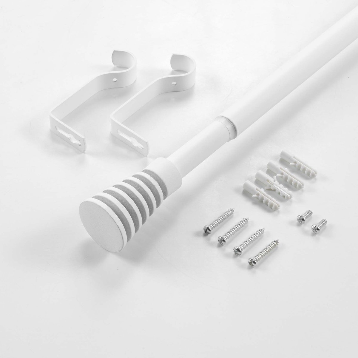 Tringle extensible en en kit avec embout évasé - 120-210 cm blanc, DOUCEUR D'INTÉRIEUR