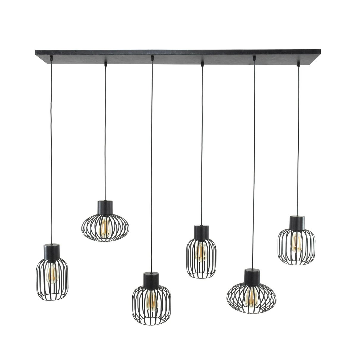 Suspension métal 6 lanternes NOVA anthracite, PIER IMPORT