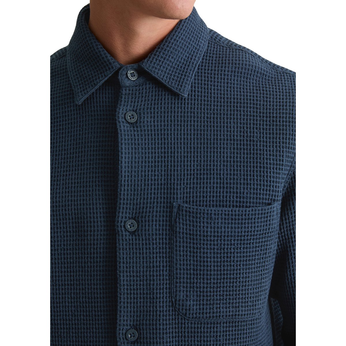 Chemise regular avec structure gaufrée bleu foncé, MARC O’POLO DENIM