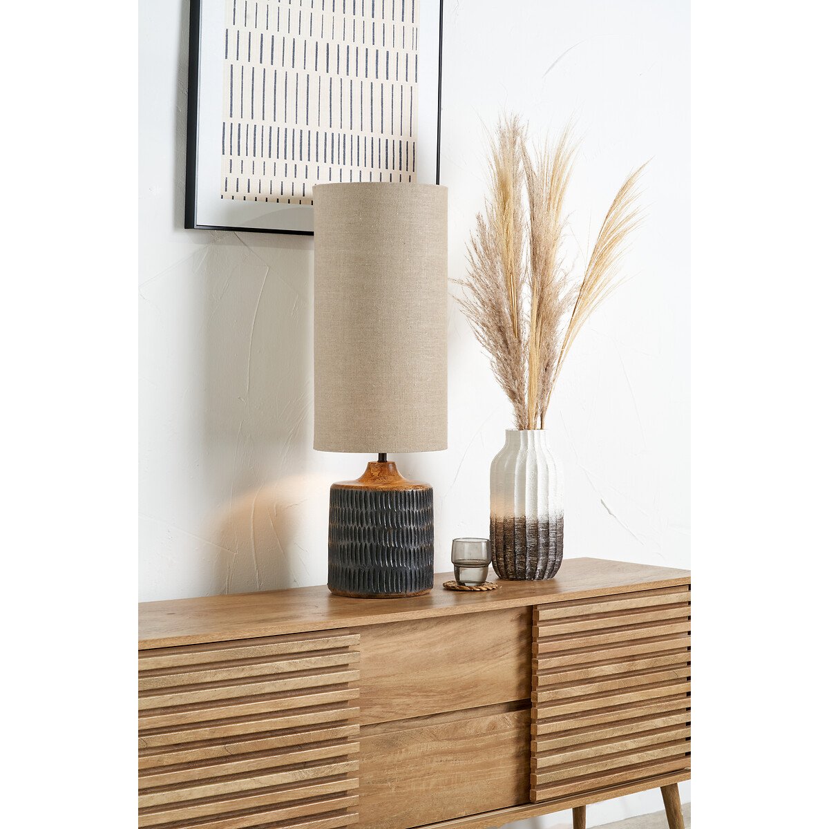 Alarich Black Wash Wooden Table Lamp black, ÉDITÉ
