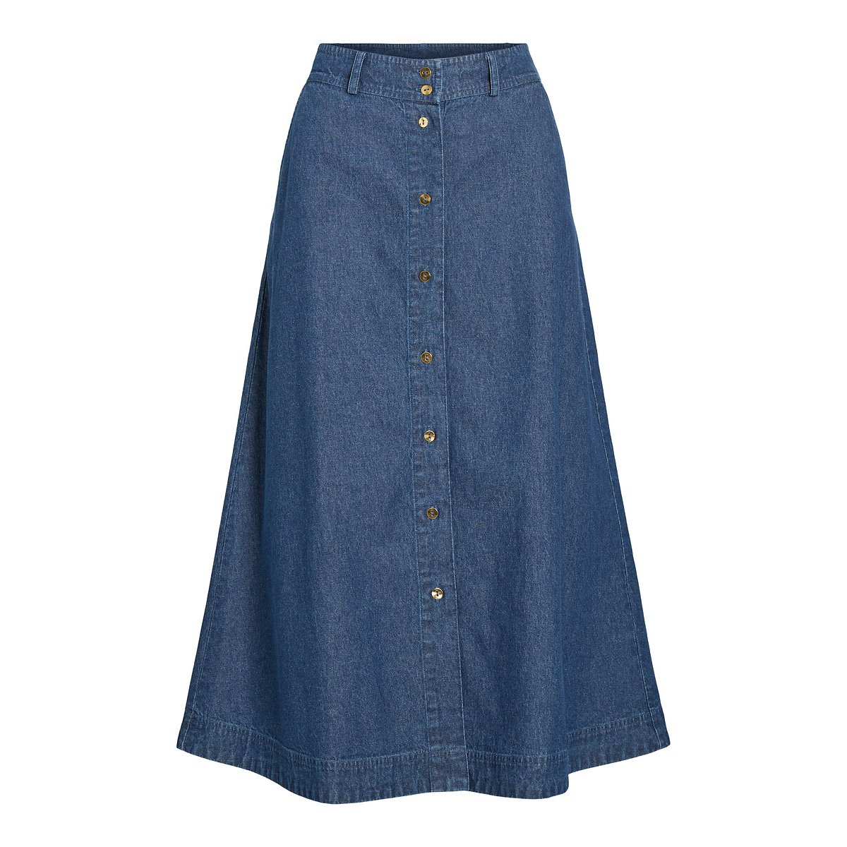 Gonna lunga in denim, con bottoni denim dark blue, VILA
