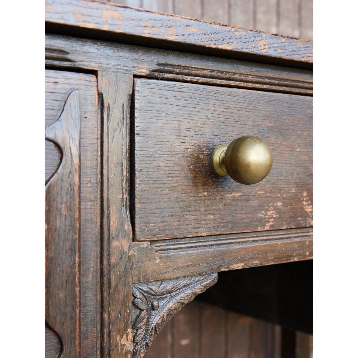 Bureau ancien en bois et boules laiton Edouard N°1119 - Bon état bois foncé, DEBONGOUT