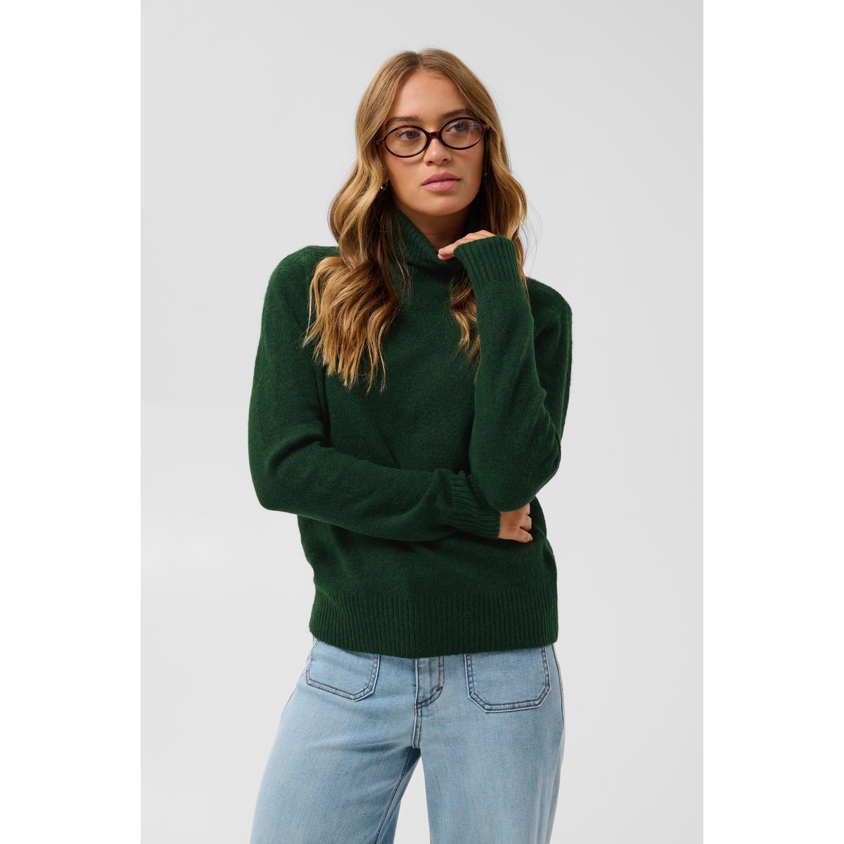 Pullover tricoté vert sycamore melange, KAFFE
