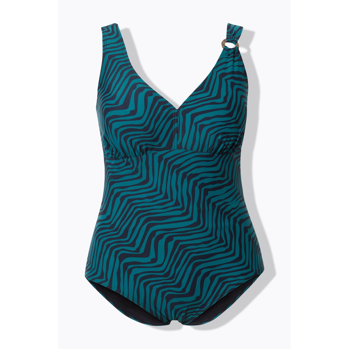 Maillot de bain imprimé chevrons. Bonnets noir, ULLA POPKEN