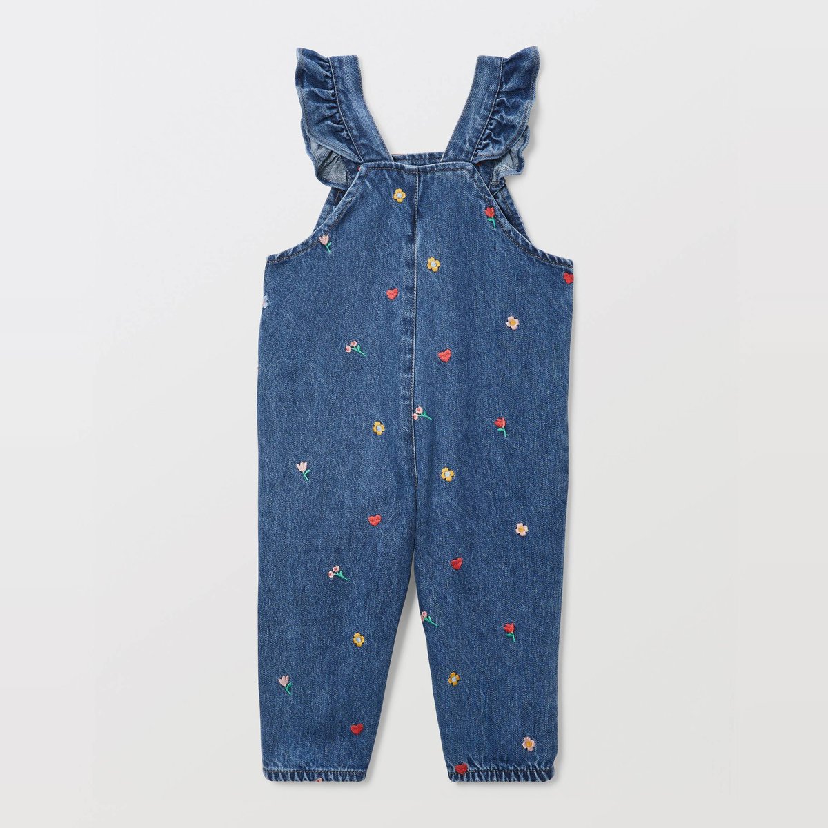 Salopette longue en jean brodée en coton BIO GOTS multi co, BOUT'CHOU