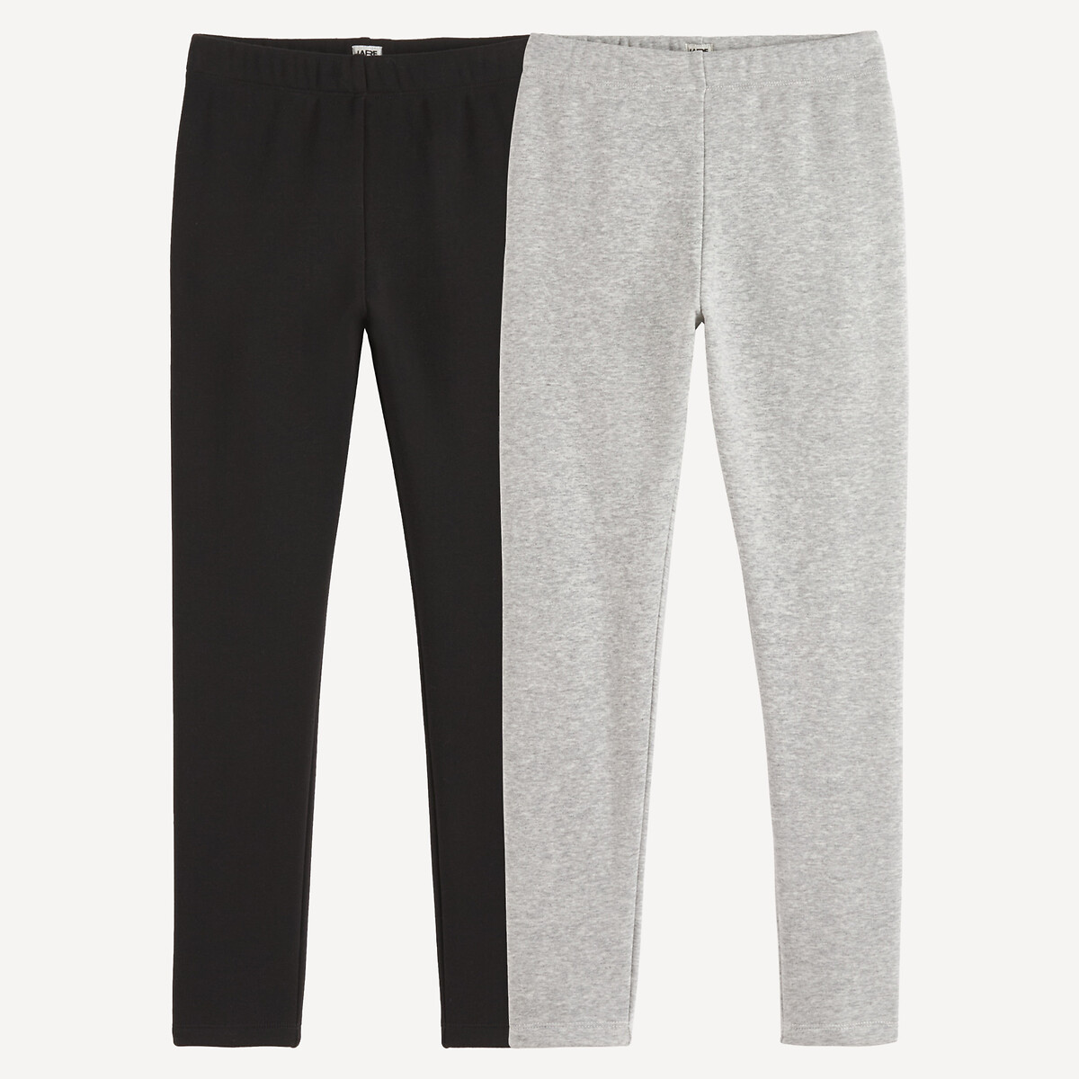 Lot de 2 leggings chauds en molleton noir + gris chiné, LA REDOUTE COLLECTIONS