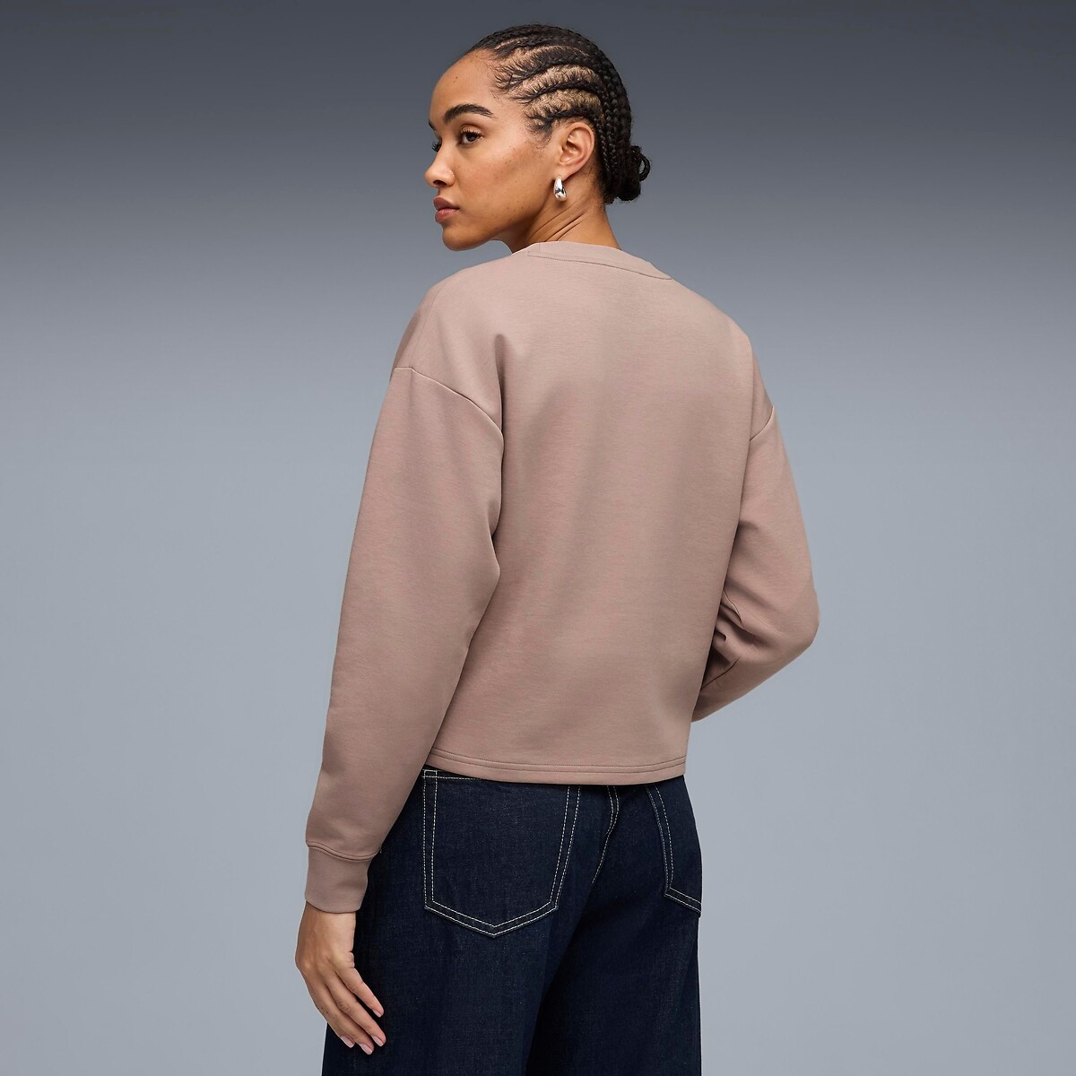 Sweat col v ESSENTIAL ELEVATED marron, PUMA