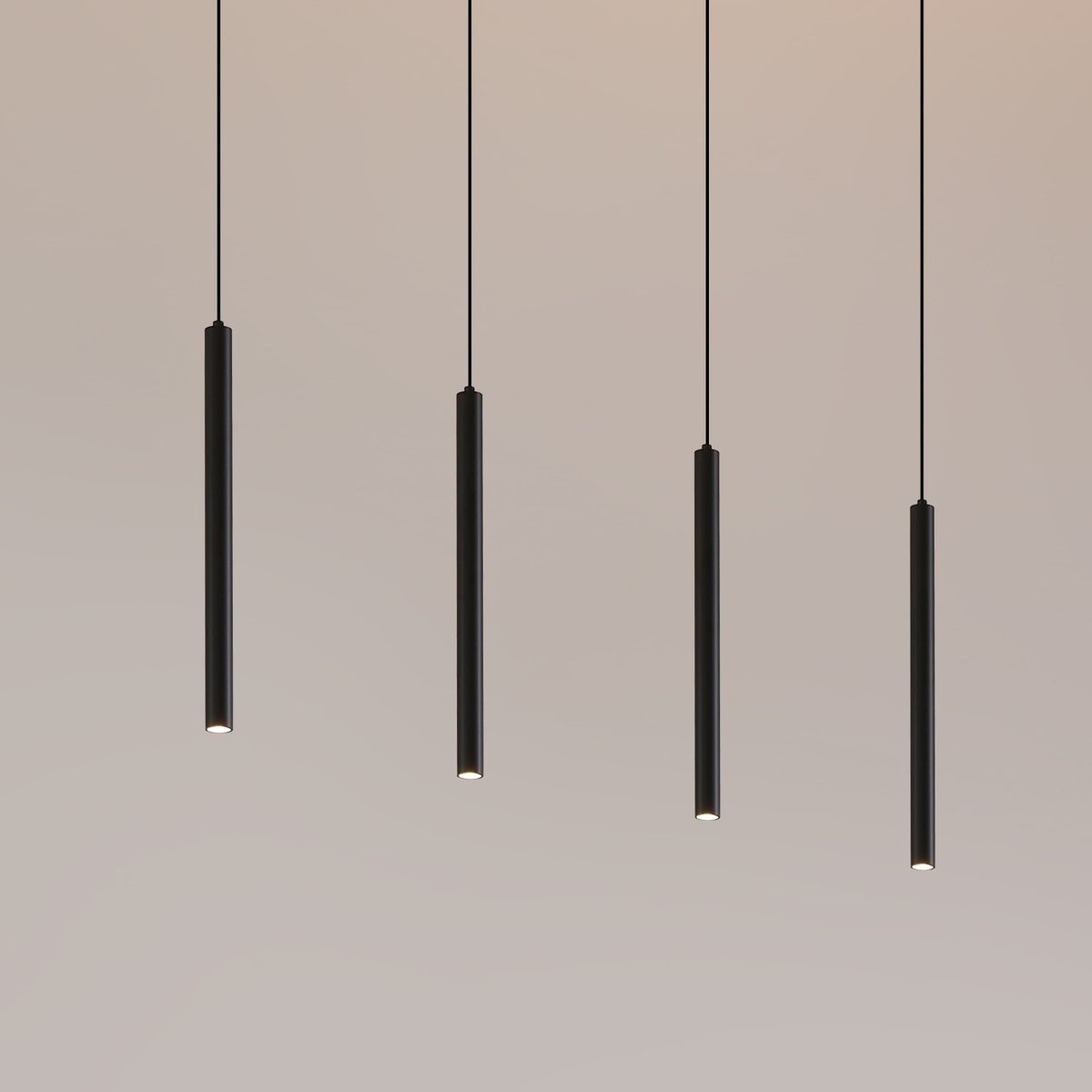Kit rail 4 tubes LED suspendus - LYNE noir, KOSILUM