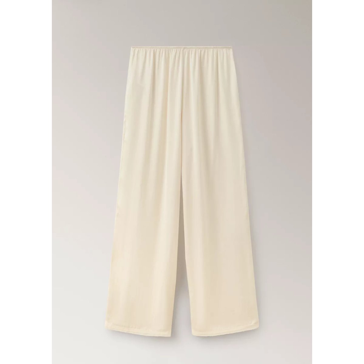 Pantalon de pyjama satiné à détail en dentelle ivoire, MANGO