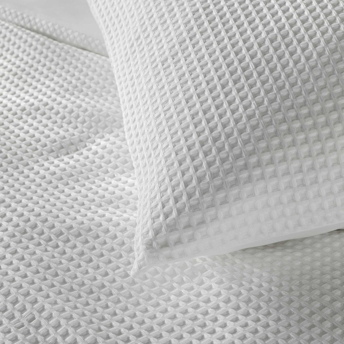 Parure de lit microfibre gaufrée blanc blanc, DOUCEUR D'INTÉRIEUR